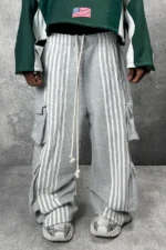 ARCHIVE CARGO STRIPE SWEATPANTS - GRAY
