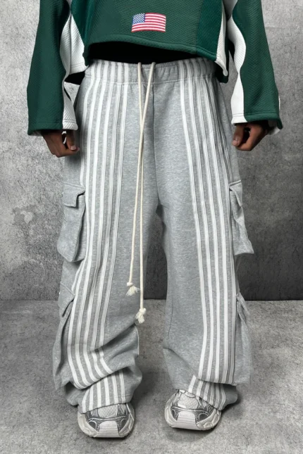 ARCHIVE CARGO STRIPE SWEATPANTS - GRAY