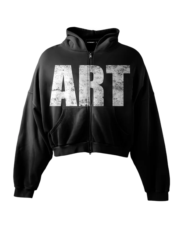 art_black_7070d839-f75c-4429-bc6c-14579d331640 'ART' HEAVYWEIGHT BOXY ZIPUP HOODIE