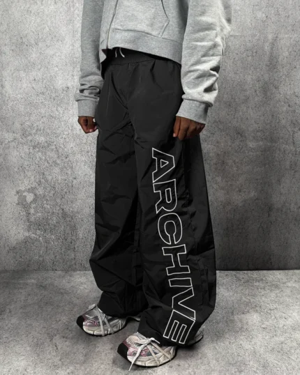 ARCHIVE 'STATEMENT' NYLON PANTS - BLACK