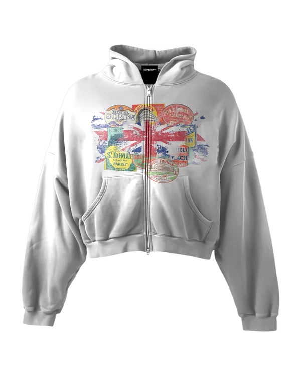 flaggg 'STAMPS' HEAVYWEIGHT BOXY ZIPUP HOODIE