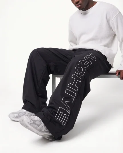 ARCHIVE 'STATEMENT' NYLON PANTS - BLACK