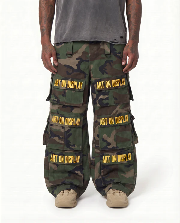 freepik_change-the-shoes-the-mode_2808743176 'ART ON DISPLAY' CAMO CARGO PANTS