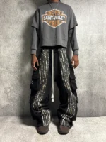 ARCHIVE HUNTER CARGO STRIPE SWEATPANTS CAMO - BLACK