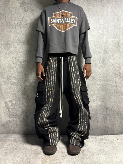 ARCHIVE HUNTER CARGO STRIPE SWEATPANTS CAMO - BLACK