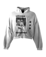 'SILENCE SPEAKS VOLUMES' HEAVYWEIGHT BOXY ZIPUP HOODIE